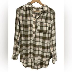 Anthropologie Isadora Plaid Button-Back Tunic Top Blouse - Size Small